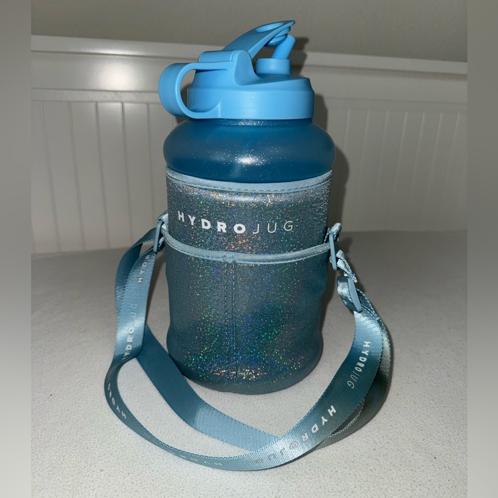 HydroJug Sparkly Blue Water Bottle with Strap